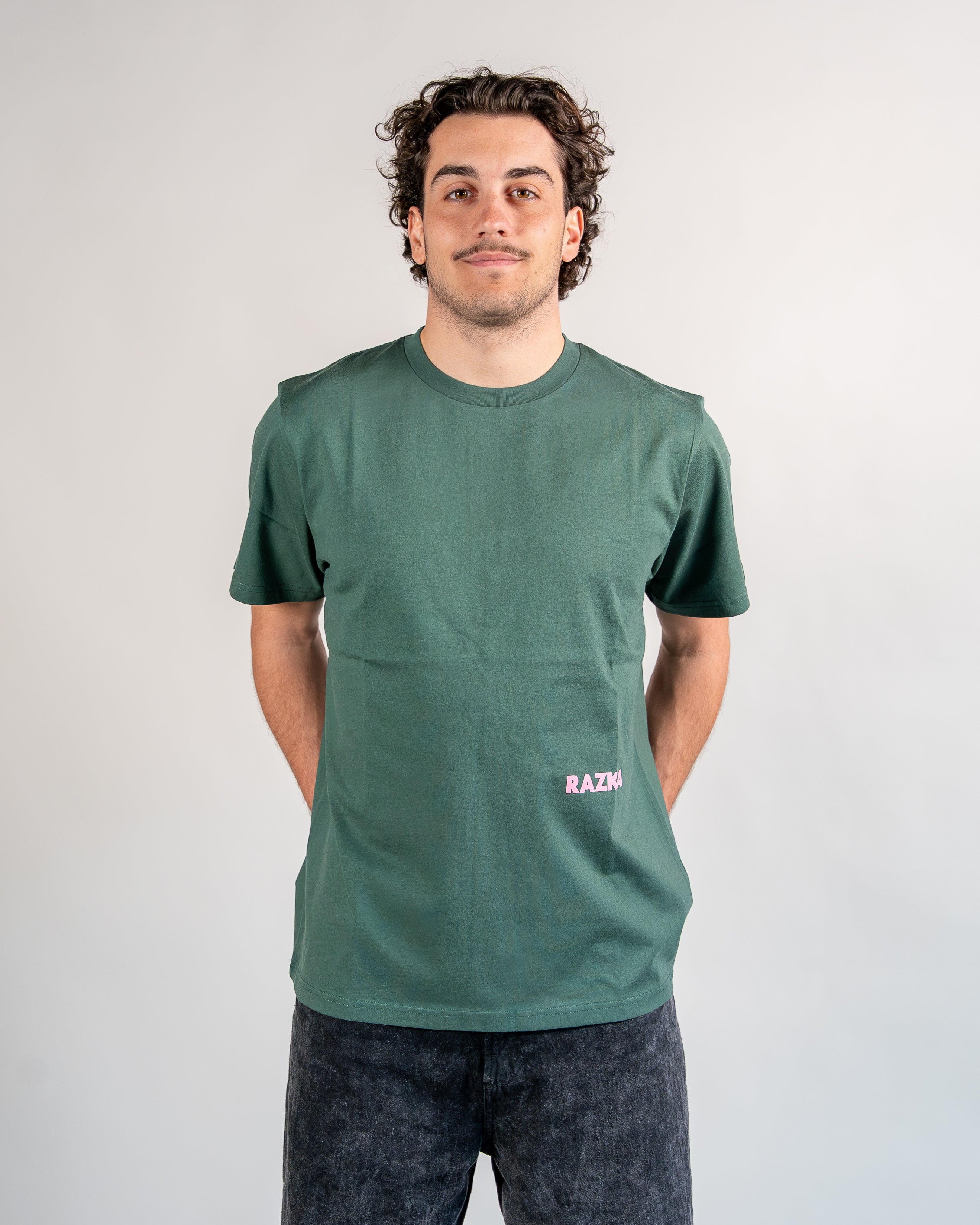 T-shirt WINTER RAZKA BRAND VERT & ROSE