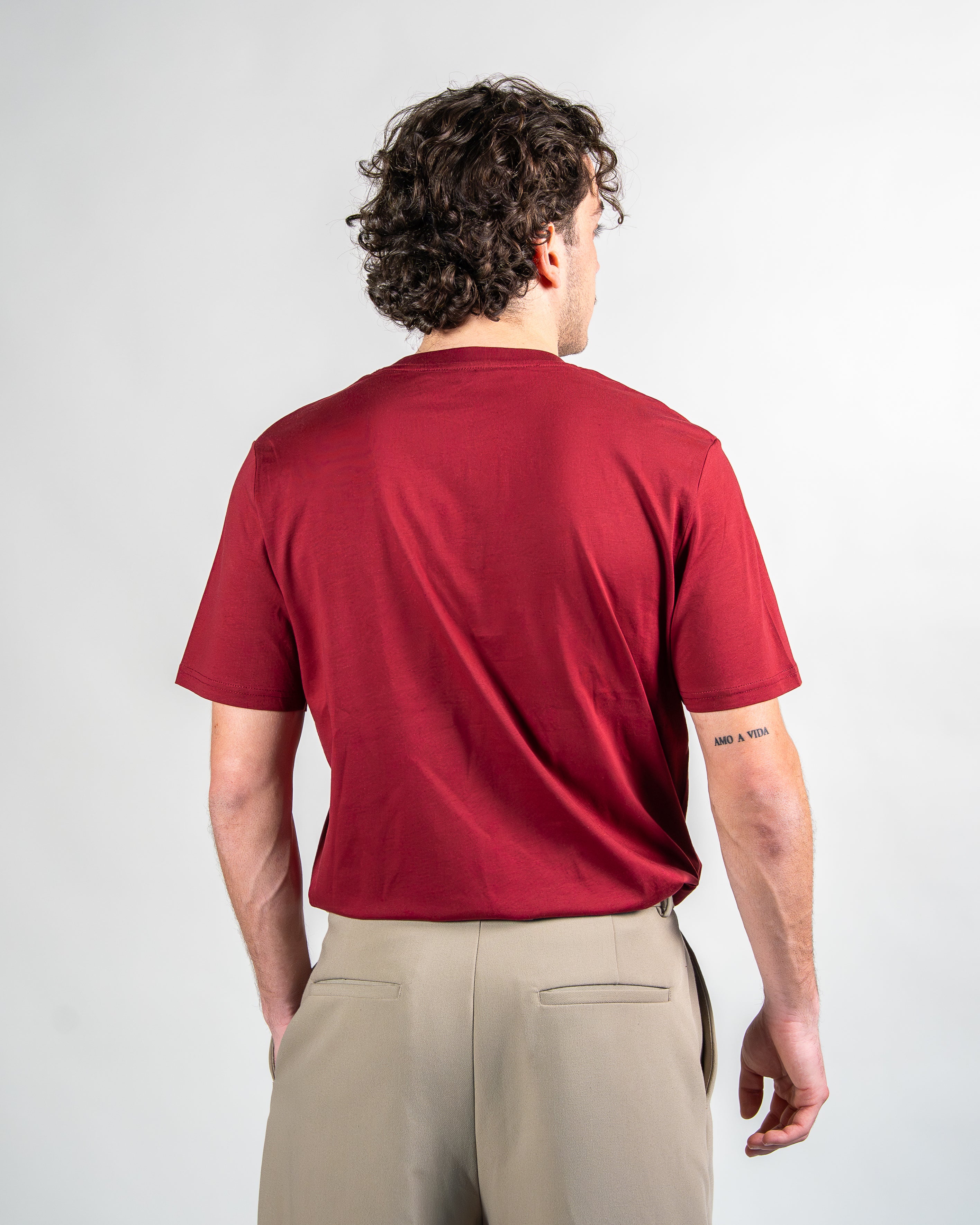 T-shirt ICONIQUE - ROUGE BORDEAUX & BEIGE