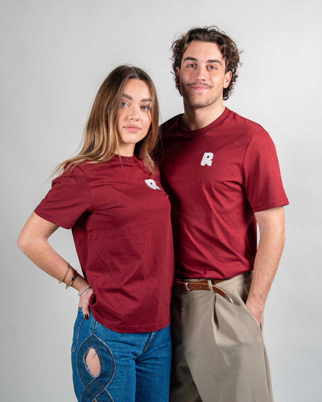 T-shirt ICONIQUE - ROUGE BORDEAUX & BEIGE